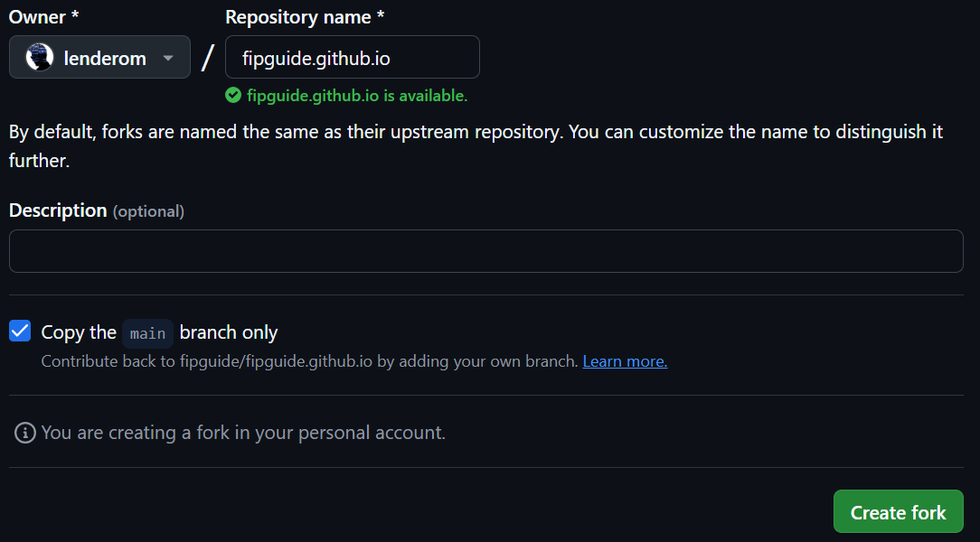 Create Fork Details